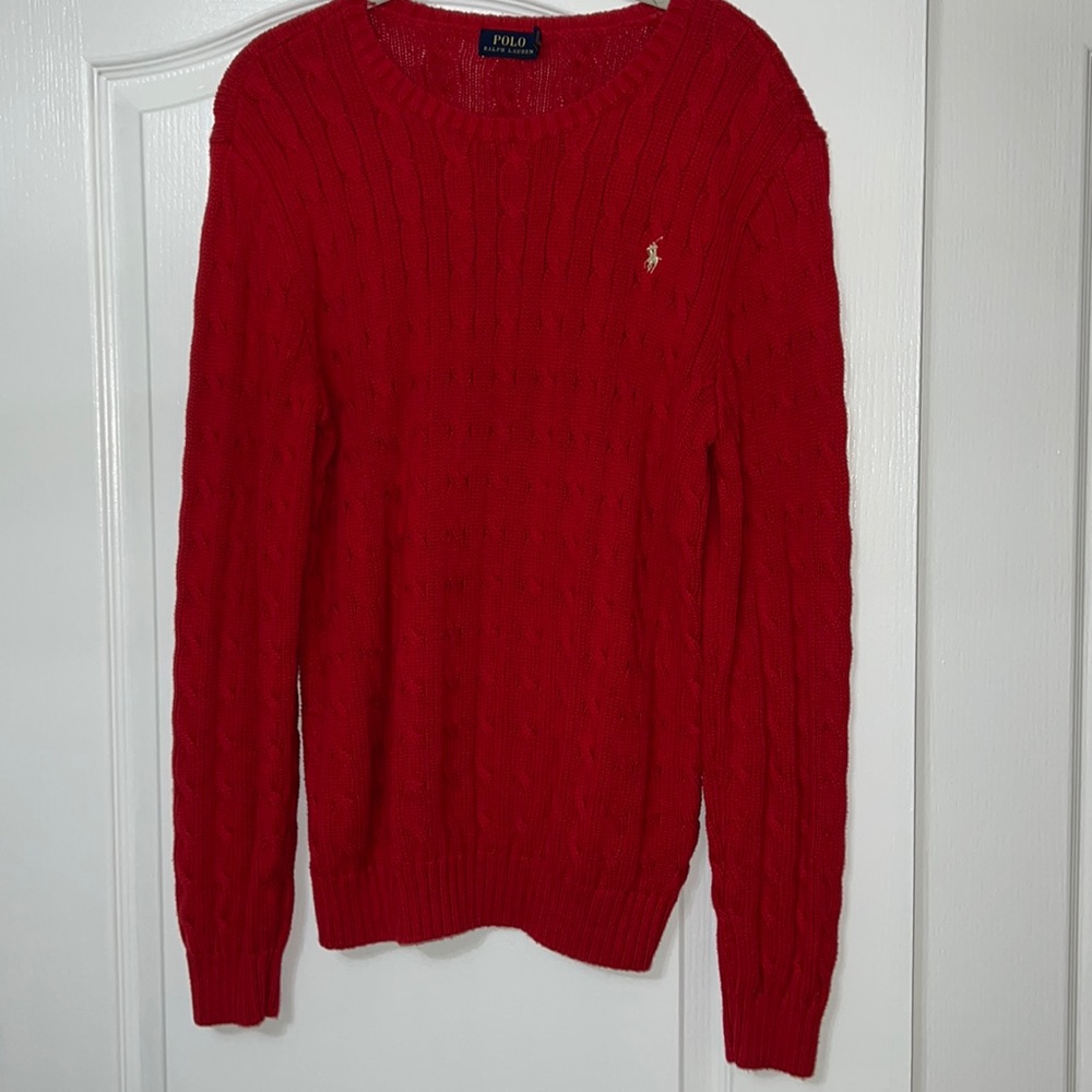 Beautiful Red Polo by Ralph Lauren Cable Knit Sweater